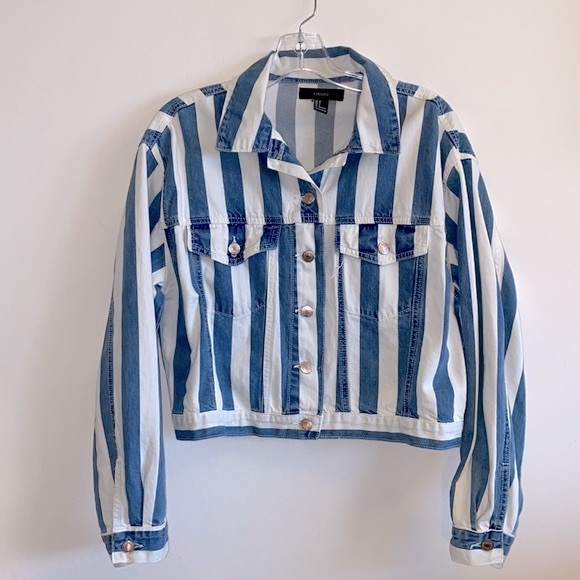 Striped Denim Jacket. New - Picture 1 of 6